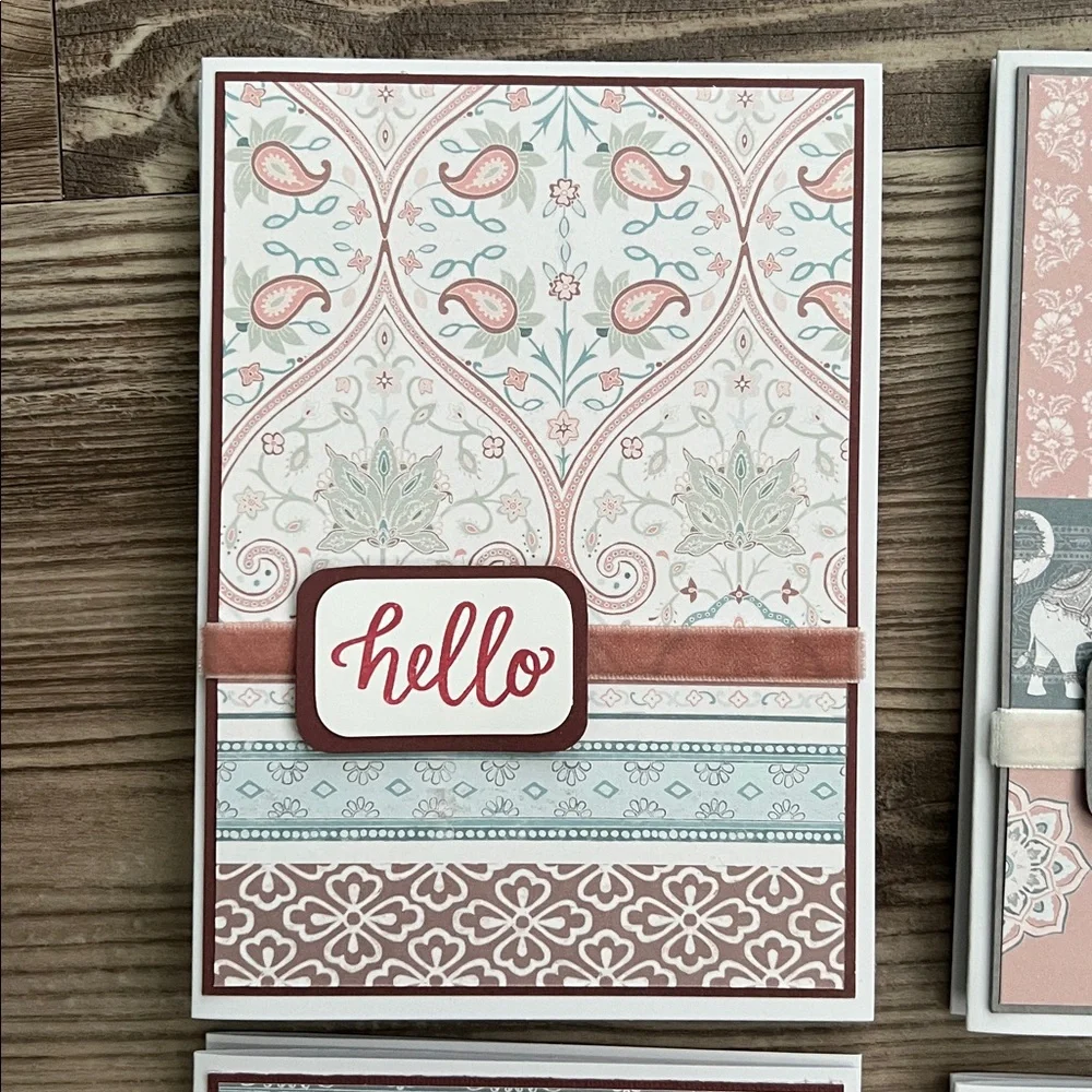 Handmade Greeting Cards Lot of 18 “Hello” With Envelopes Bohemian Floral